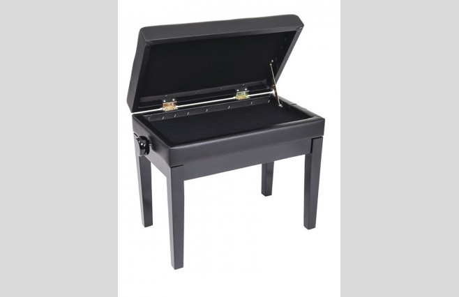 Kinsman KPB10BK Satin Black Deluxe Adjustable Height Piano Stool with Storage - Image 2